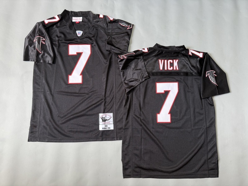Men 2025 Atlanta Falcons #7 Vick black Throwback Limited NFL Jersey style 001->atlanta falcons->NFL Jersey